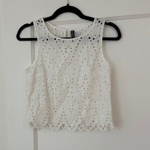 H&M White Eyelet Crop Top